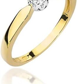 Eleganter Solitär Versprechen Ring aus 585er 14k Gelbgold mit Natürlichen Diamant Brillanten