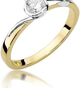 Eleganter Solitär Verlobungsring mit Diamanten in 585er 14k Gold