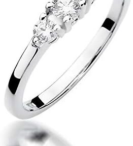Eleganter Solitär Versprechen Ring aus 585er 14k Gold mit natürlichen Diamanten