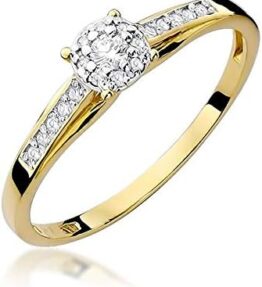 Eleganter Solitär Versprechen Ring aus 585er 14k Gold mit natürlichen Diamanten