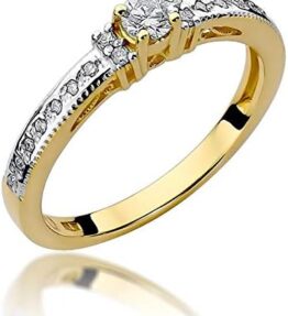 Eleganter Damen Versprechen Ring mit natürlichen Diamanten in 585er 14k Gold