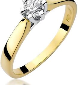 Eleganter Solitär Verlobungsring aus 585er 14k Gelbgold mit Diamant