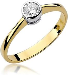 Eleganter Solitär Versprechen Ring aus 585er 14k Gelbgold mit natürlichen Diamant Brillanten