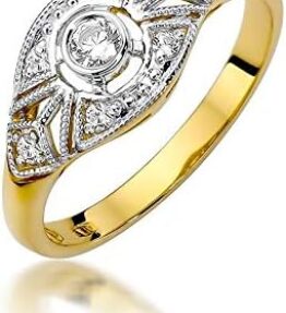 Eleganter Damen Solitär Verlobungsring aus 585er 14k Gold mit natürlichen Brillant-Diamanten