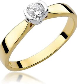 Eleganter Solitär Versprechen Ring aus 585er 14k Gelbgold mit Natürlichem Diamant