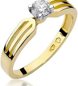 Eleganter Solitär Versprechen Ring aus 585er 14k Gelbgold mit natürlichem Diamant