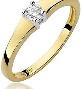 Eleganter Solitär Versprechen Ring aus 585er 14k Gold mit natürlichen Diamant Brillanten