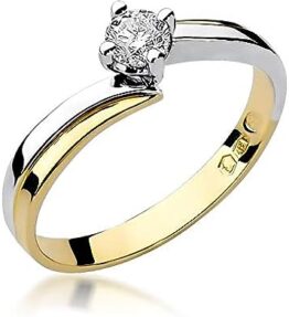 Eleganter Solitär Verlobungsring aus 585er 14k Gelbgold mit Diamant