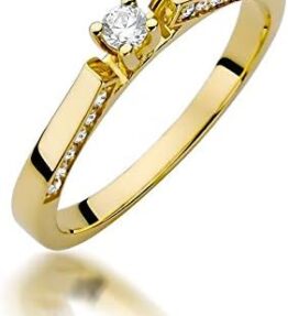 Eleganter Solitär Versprechen Ring aus 585er 14k Gold mit natürlichen Diamant Brillanten