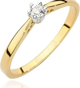 Eleganter Solitär Versprechen Ring aus 585er 14k Gold mit natürlichem Diamant