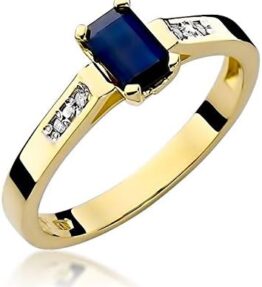 Eleganter Damen Ring aus 585er 14k Gold mit echtem Edelstein, Diamanten und Brillanten