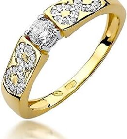 Eleganter Solitär Versprechen Ring aus 585er 14k Gold mit Natürlichem Diamant