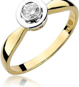 Eleganter Solitär Versprechen Ring mit natürlichen Diamanten in 585er 14k Gelbgold