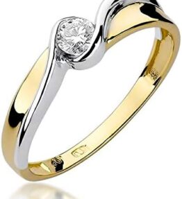 Eleganter Damen Solitär Versprechen Ring aus 585er 14k Gold mit natürlichem Diamant Brillanten