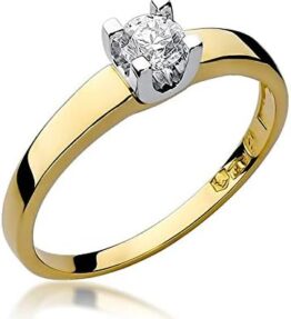 Eleganter Damen Solitär Versprechen Ring aus 585er (14k) Gelbgold mit Natürlichen Brillanten