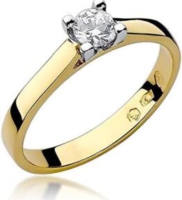 Eleganter Solitär Verlobungsring aus 585er 14k Gelbgold mit Natürlichem Diamant