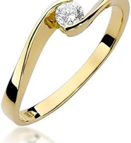 Eleganter Solitär Versprechen Ring aus 585er 14k Gold mit natürlichen Diamant Brillanten