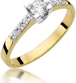 Eleganter Solitär Versprechen Ring – 585 14k Gold mit natürlichen Diamant Brillanten