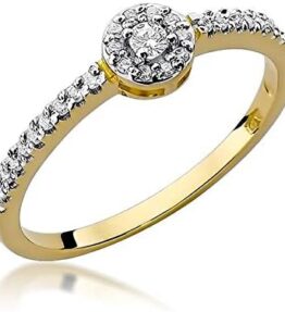 Eleganter Damen Solitär Versprechen Ring aus 585er 14k Gold mit natürlichen Diamant Brillanten