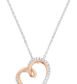 Elegante Amor Damen-Kette mit Herz-Anhänger aus Bicolor 925 Sterling Silber