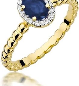 Eleganter Damen Ring mit 585er 14k Gelbgold, Edelsteinen, Diamanten und Brillanten
