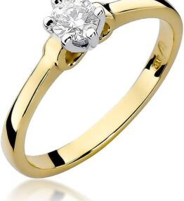 Eleganter Solitär Versprechen Ring aus 585er 14k Gelbgold mit Brillant-Diamanten