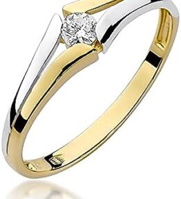 Eleganter Damen Solitär Verlobungsring in 585er 14k Gelbgold mit Natürlichem Diamant