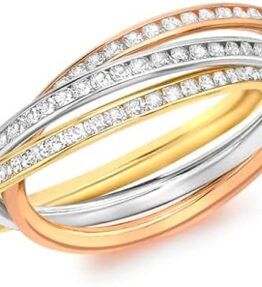 Damen-Ring 9 Karat (375) Tricolor Zirkonia