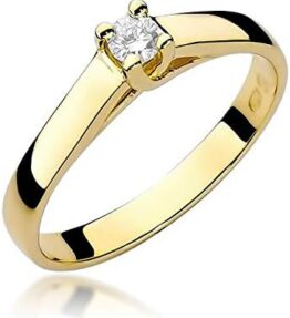Eleganter Damen Solitär Verlobungsring aus 585er 14k Gold mit Natürlichem Echt Diamant