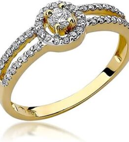 Eleganter Damen Solitär Verlobungsring aus 585er 14k Gold mit natürlichem Diamant