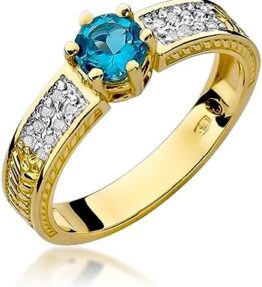 Exquisiter Damenring mit 585er 14k Echtgold, Edelsteinen, Diamanten und Brillanten