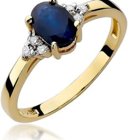 Eleganter Damen Ring mit 585er 14k Gelbgold, echten Edelsteinen, Diamanten und Brillanten