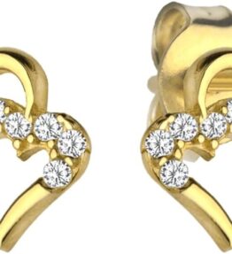 Verwobene Herz- und Zirkonia-Ohrringe aus Lumari Gold-Gold 585 (14k)