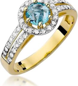 Eleganter Damen Ring aus 585er 14k Gold mit echten Edelsteinen, Diamanten und Brillanten