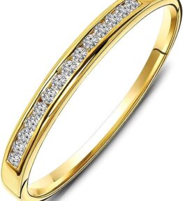 Miore Diamant Ring für Damen Ewigkeitsring aus 18 Karat/ 750 Gelbgold mit Diamanten Brillanten 0.10 Ct, Schmuck