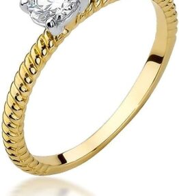 Eleganter Solitär Verlobungsring mit natürlichen Diamanten in 585er 14k Gold