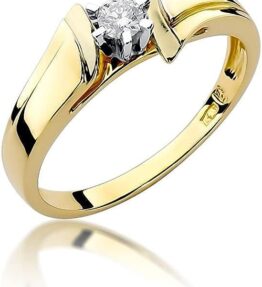 Eleganter Solitär Versprechen Ring aus 585er (14k) Gelbgold mit natürlichen Diamant Brillanten