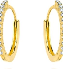 Elegante Lumari Gold-Goldreifen und Zirkoniareihen-Ohrringe – Gold 585 (14k)