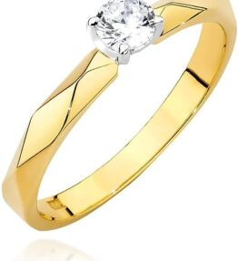 Eleganter Solitär Verlobungsring aus 585er 14k Gelbgold mit natürlichen Brillanten