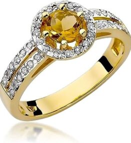 Eleganter Damenring aus 585er 14k Gold mit Echtedelsteinen, Diamanten und Brillanten