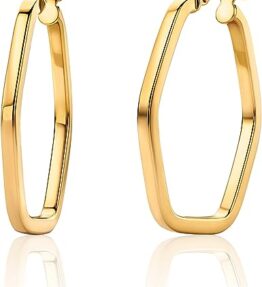 Strahlender Hexagon: Orovi Damen Creolen aus 9 Karat Gelbgold