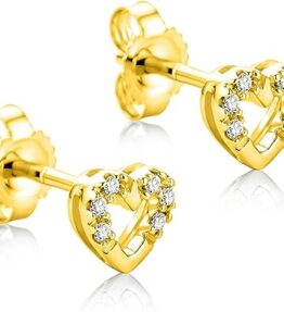 Zauberhafte Herz-Ohrstecker mit 0,06 Ct Diamant für Damen