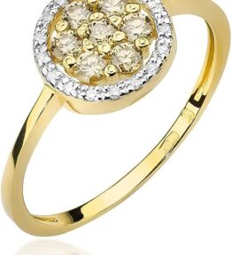 Eleganter Damen Versprechen Ring mit Champagner Diamanten