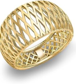 Eleganter Damen-Ring Criss Cross Band aus 375er Gelbgold - Größe L