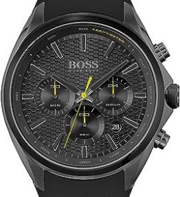 BOSS Chronograph Quarz Uhr für Herren mit Schwarzes Silikonarmband - 1513859