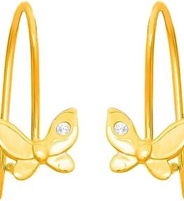 Zauberhafte Kinder Ohrringe aus 585er 14k Gelbgold mit Schmetterlingsmotiv und Zirkonia