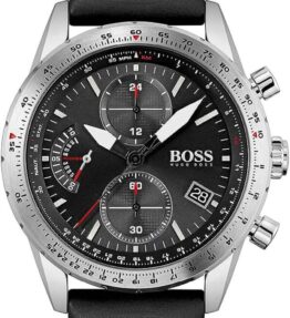 BOSS Chronograph Quarz Uhr für Herren mit Schwarzes Lederarmband - 1513853