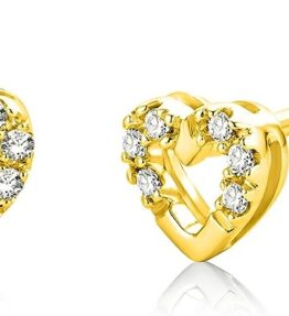 Zarte 0.06 Ct Diamant Ohrstecker: Herzlicher Glanz in 9 Karat Gold