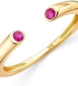 Eleganter Damen Goldring mit Diamanten/Saphiren/Rubinen/Smaragden in offener Ringschiene - 9 Karat Gold