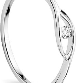 Eleganter Orovi Verlobungsring für Damen in 9 Karat Weißgold mit 0.05 ct Diamant